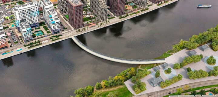В Москве построят пешеходный мост в форме полумесяца через Нагатинский затон